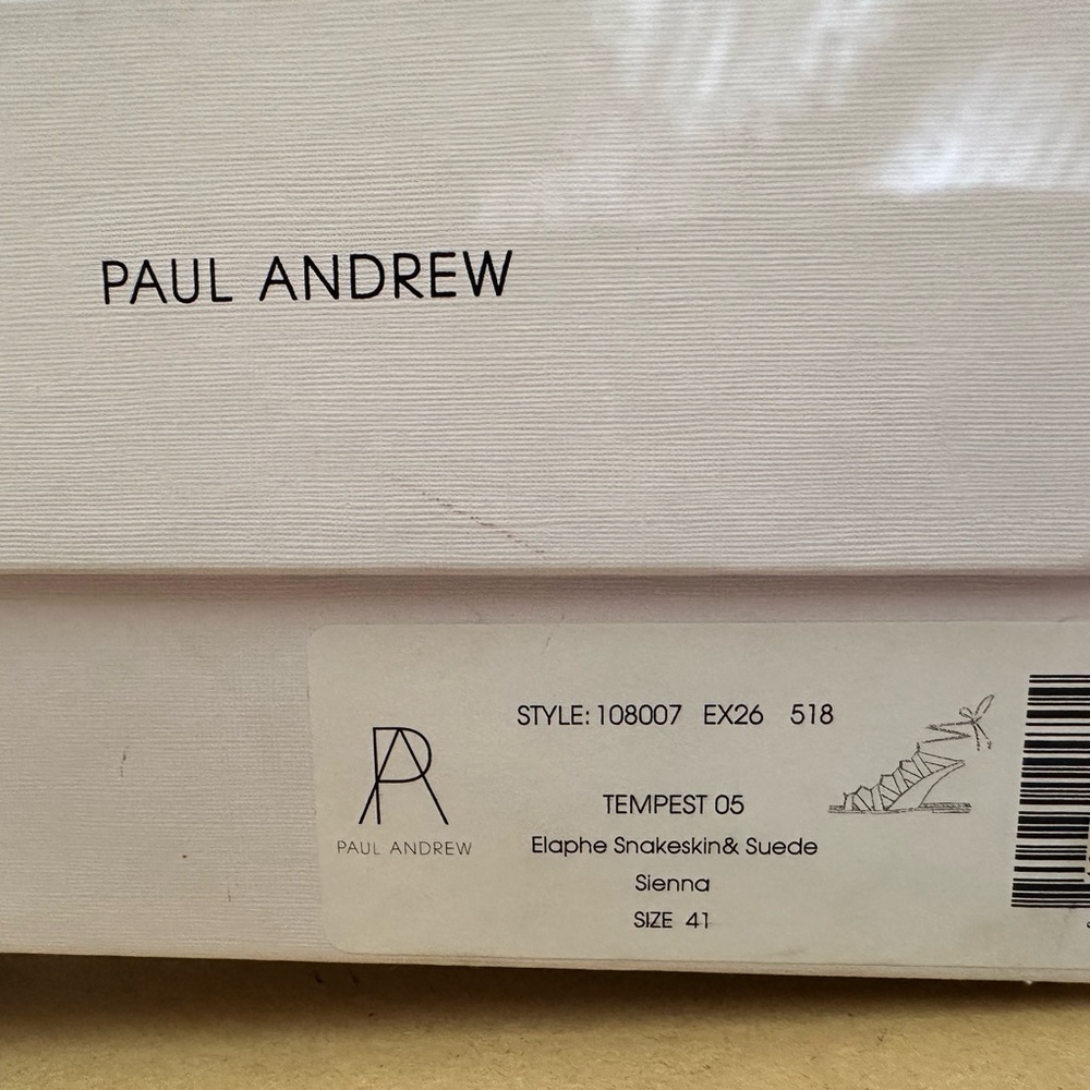 Rare Paul Andrew Tempest Elaphe snakeskin and‎ suede lace up sandals Sienna 41 - Picture 7 of 7